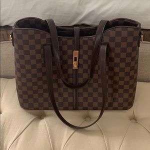Brown checkered purse